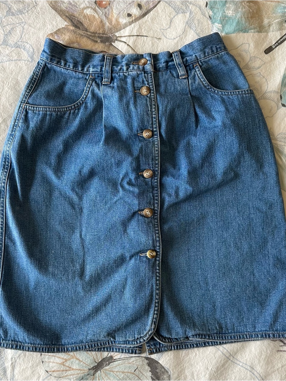 Vintage Eddie Bauer Button-front Denim Skirt size 4
